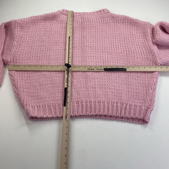 NWT PEPPERMAYO Women's Oversized Sweater M/L Pink Cable Bishop Sleeve - Picture 11 of 13